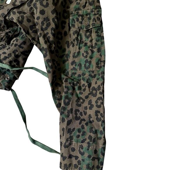 NWT Pam & Gela Leopard Print Cropped Utility Jacket Army Green Size S EdgyChic - Picture 5 of 12